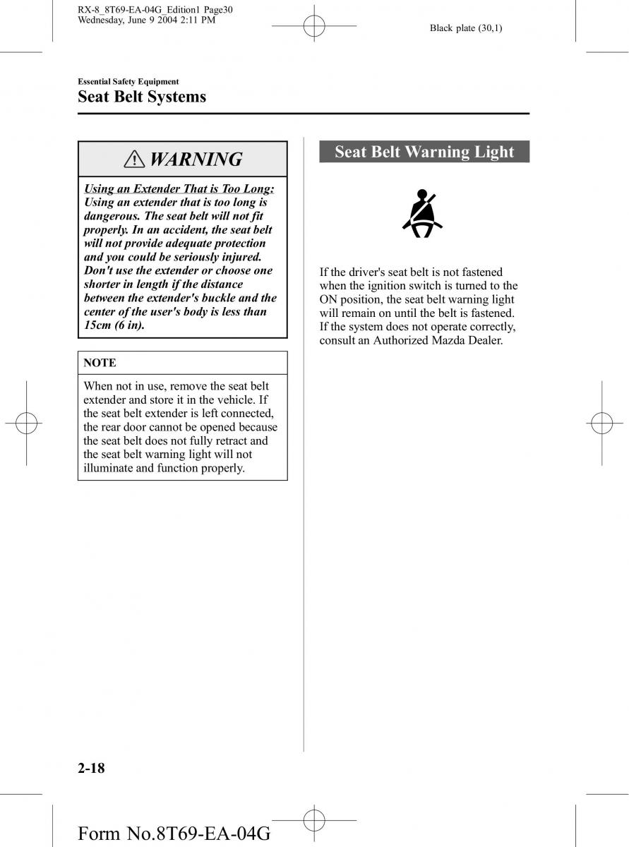manual Mazda RX 8 Mazda RX 8 owners manual / page 30
