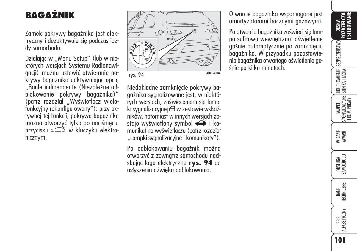 Alfa Romeo 159 instrukcja / page 103