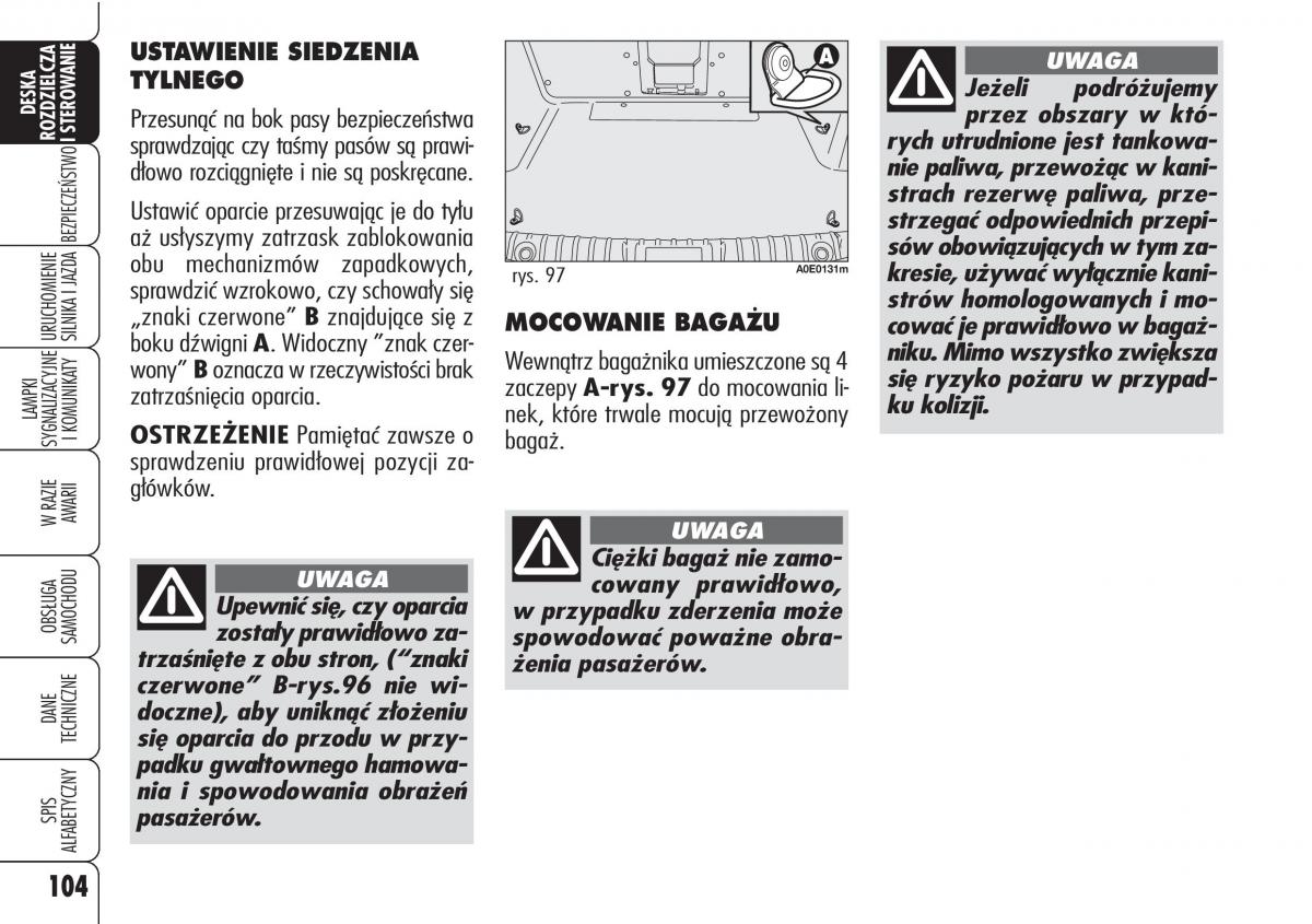 Alfa Romeo 159 instrukcja / page 106