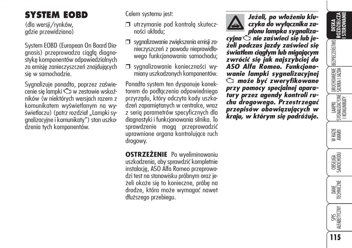 Alfa Romeo 159 instrukcja / page 117