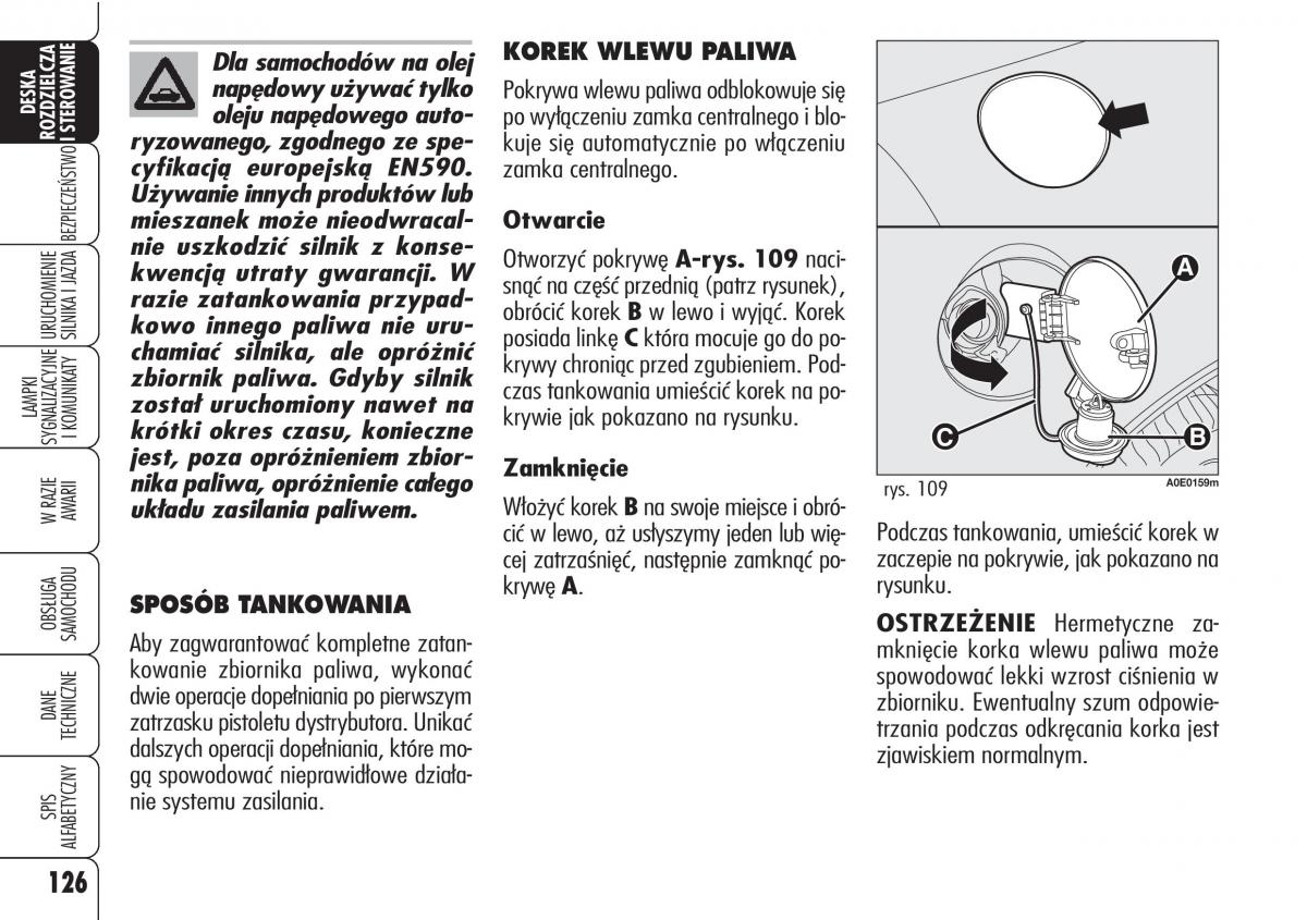 Alfa Romeo 159 instrukcja / page 128