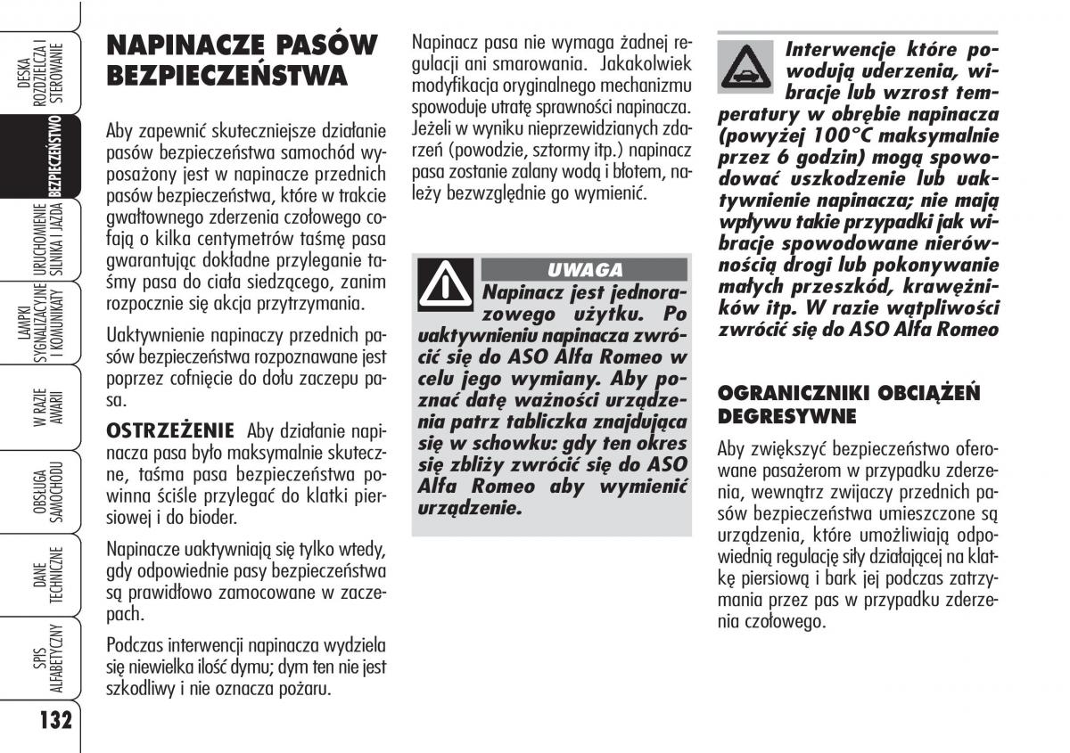 Alfa Romeo 159 instrukcja / page 134