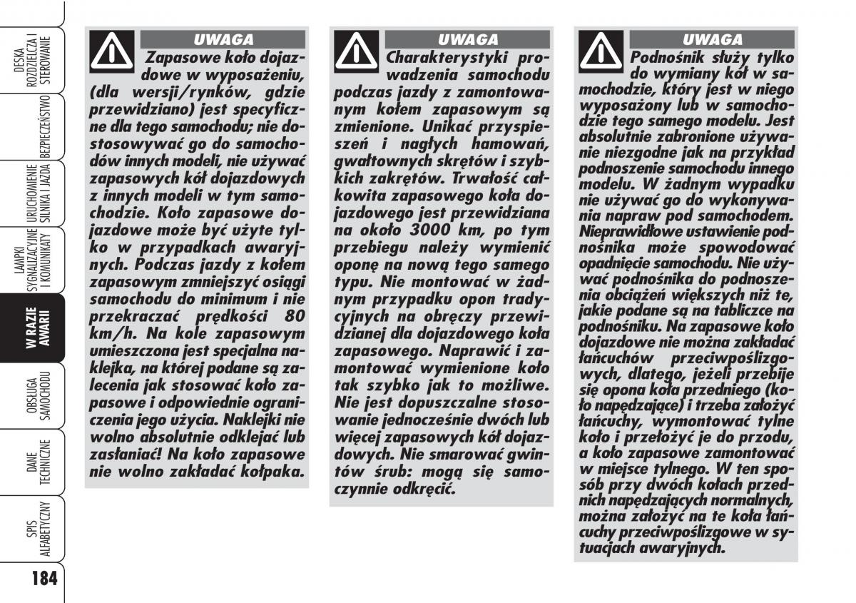 manual Alfa Romeo 159 Alfa Romeo 159 instrukcja / page 186