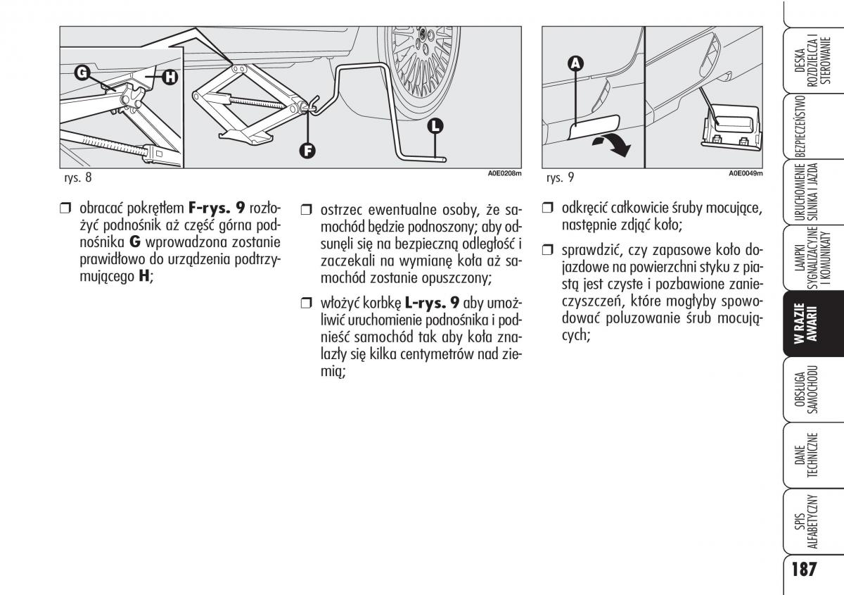 manual Alfa Romeo 159 Alfa Romeo 159 instrukcja / page 189