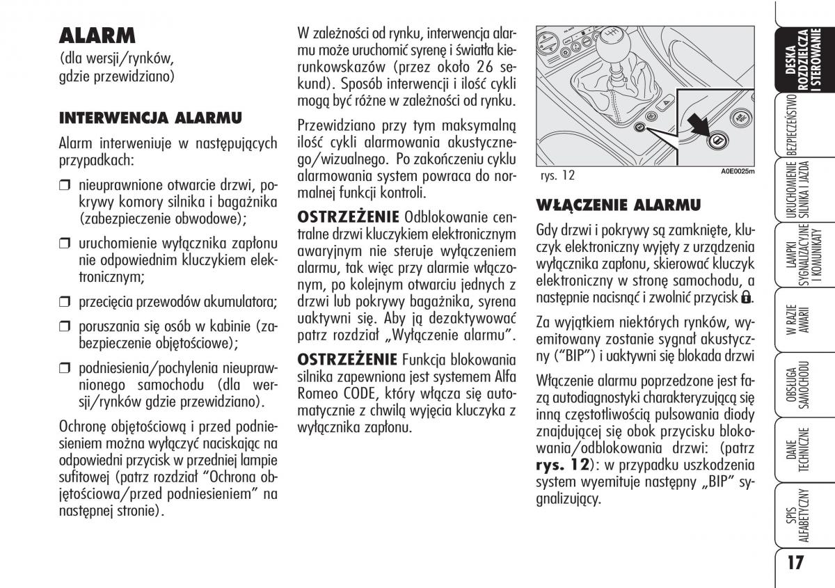 Alfa Romeo 159 instrukcja obslugi / page 19