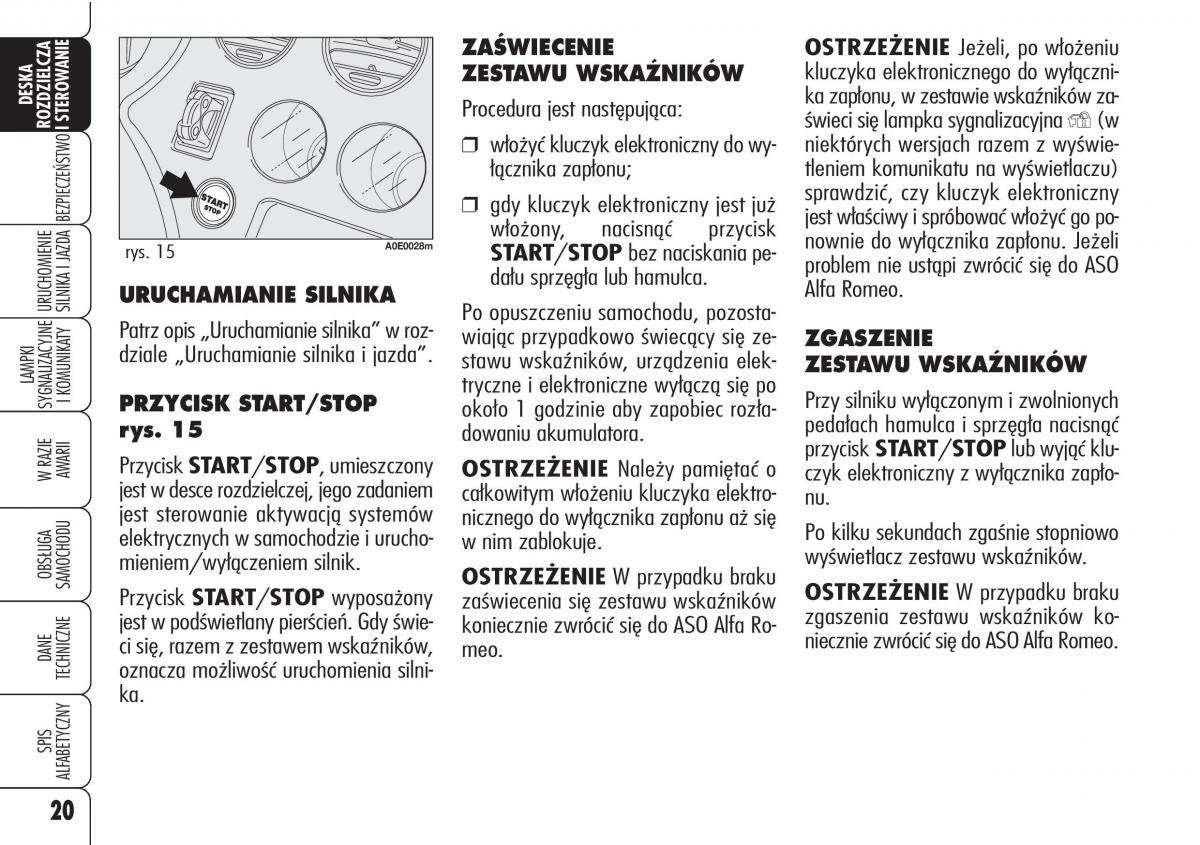 Alfa Romeo 159 instrukcja obslugi / page 22