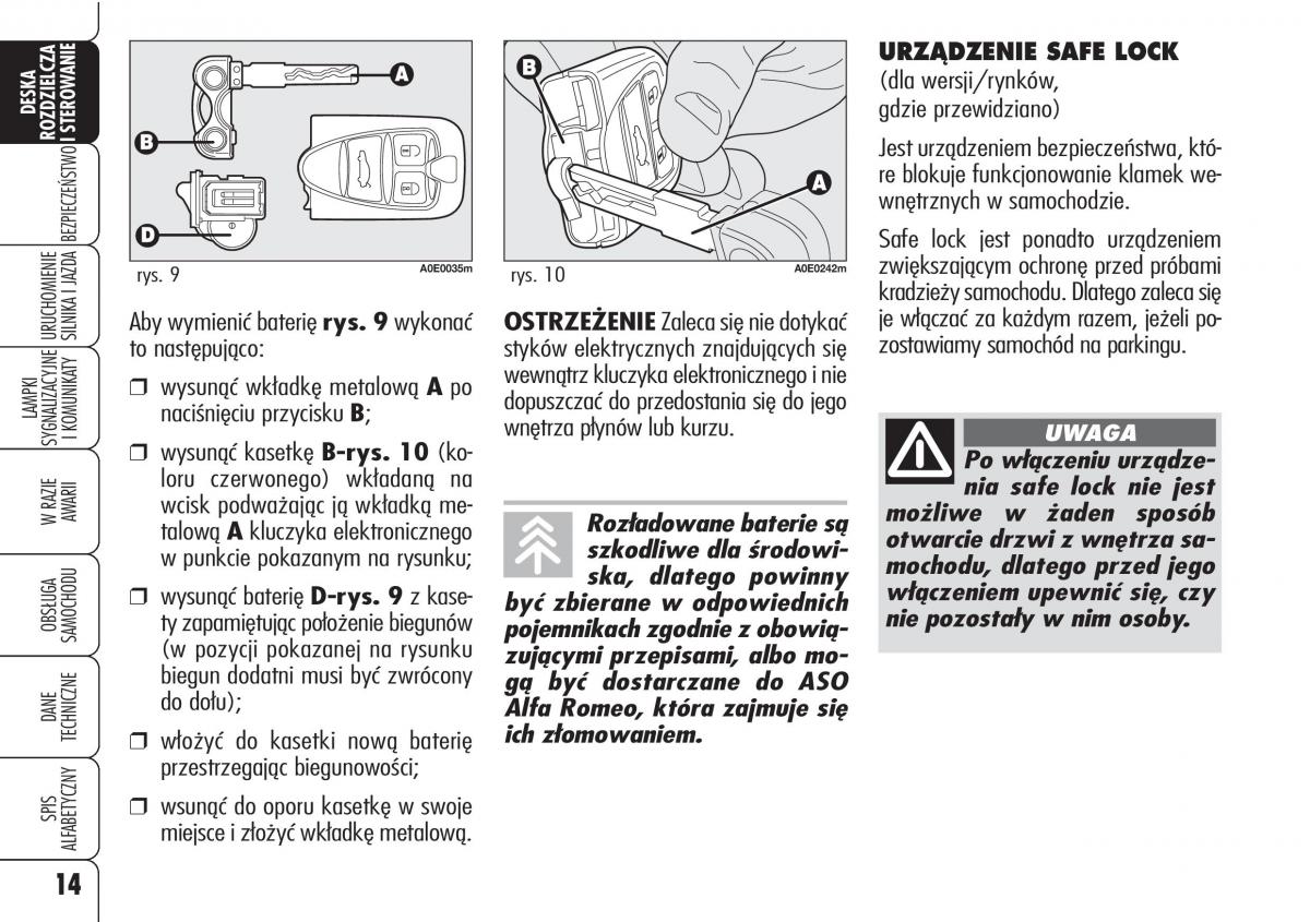Alfa Romeo 159 instrukcja obslugi / page 16