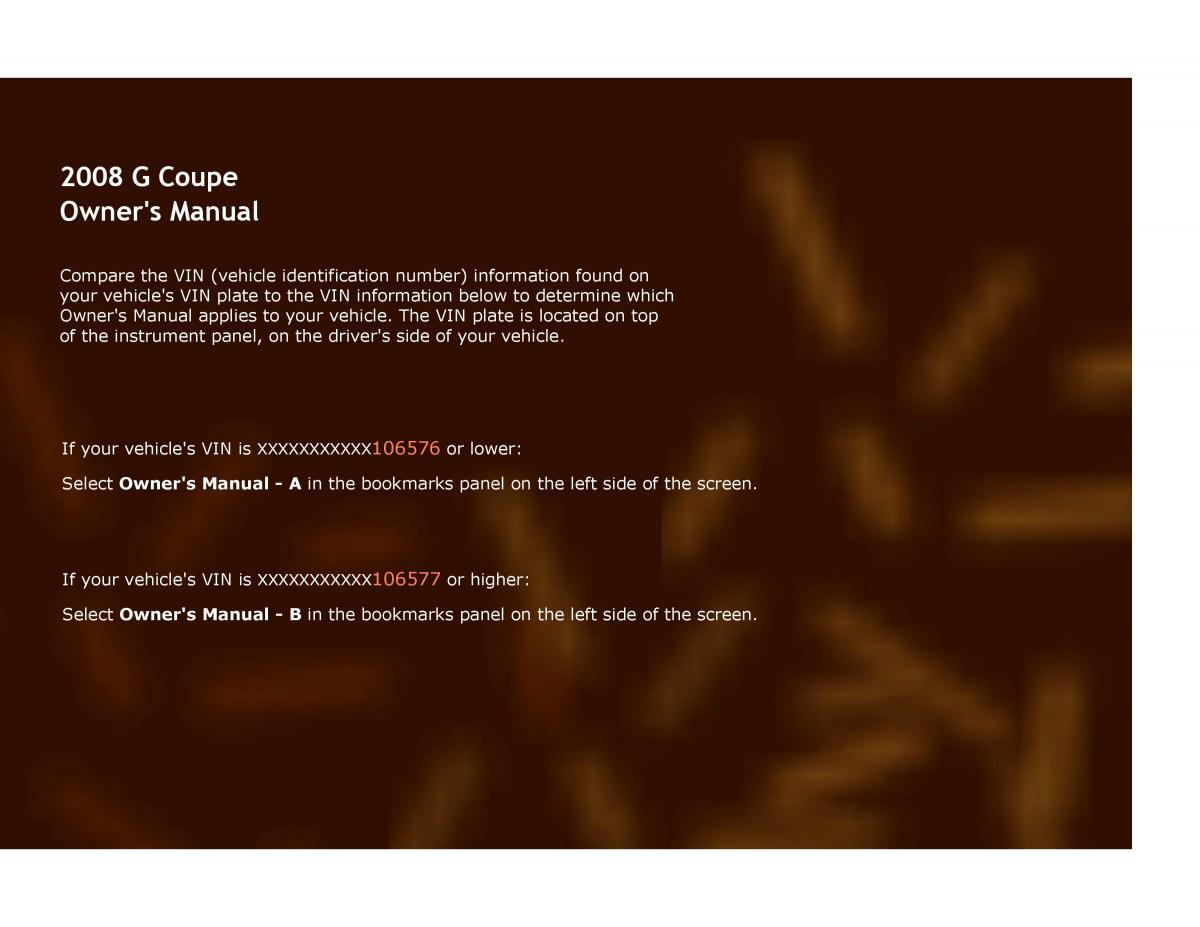 Infiniti G V37 Coupe owners manual / page 1