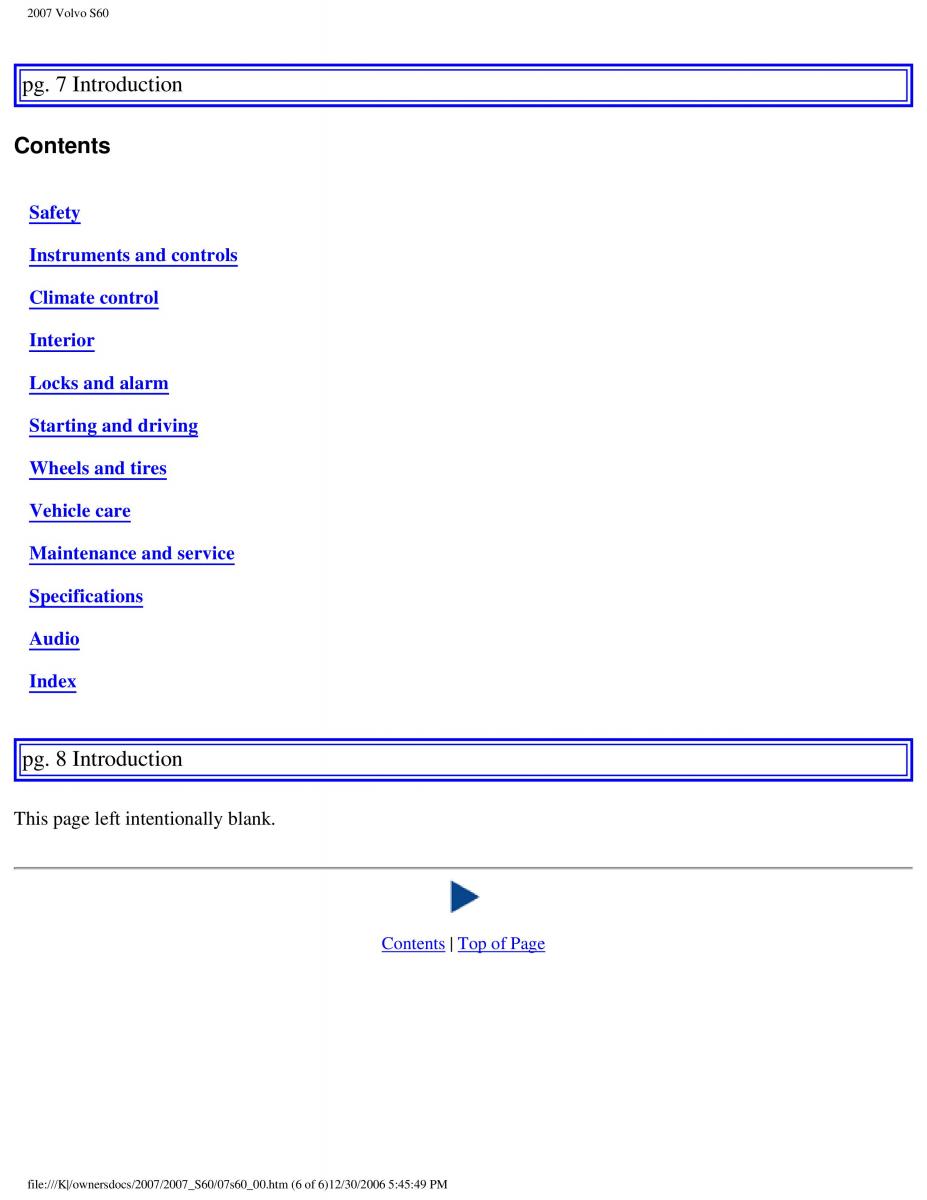 Volvo S60 owners manual / page 6