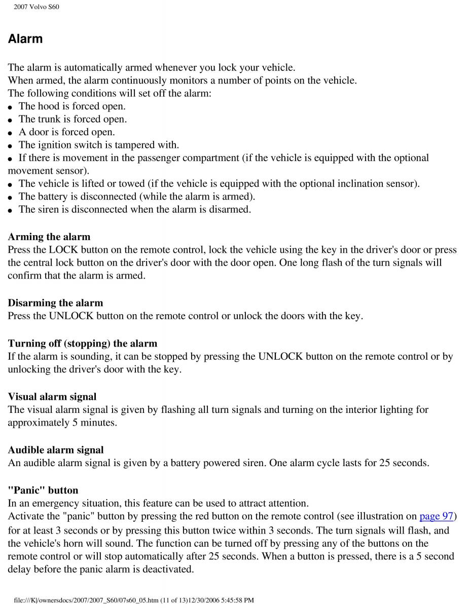 Volvo S60 owners manual / page 120