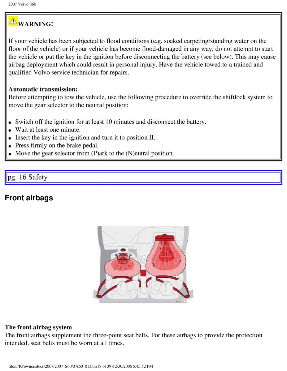 manual  Volvo S60 owners manual / page 14