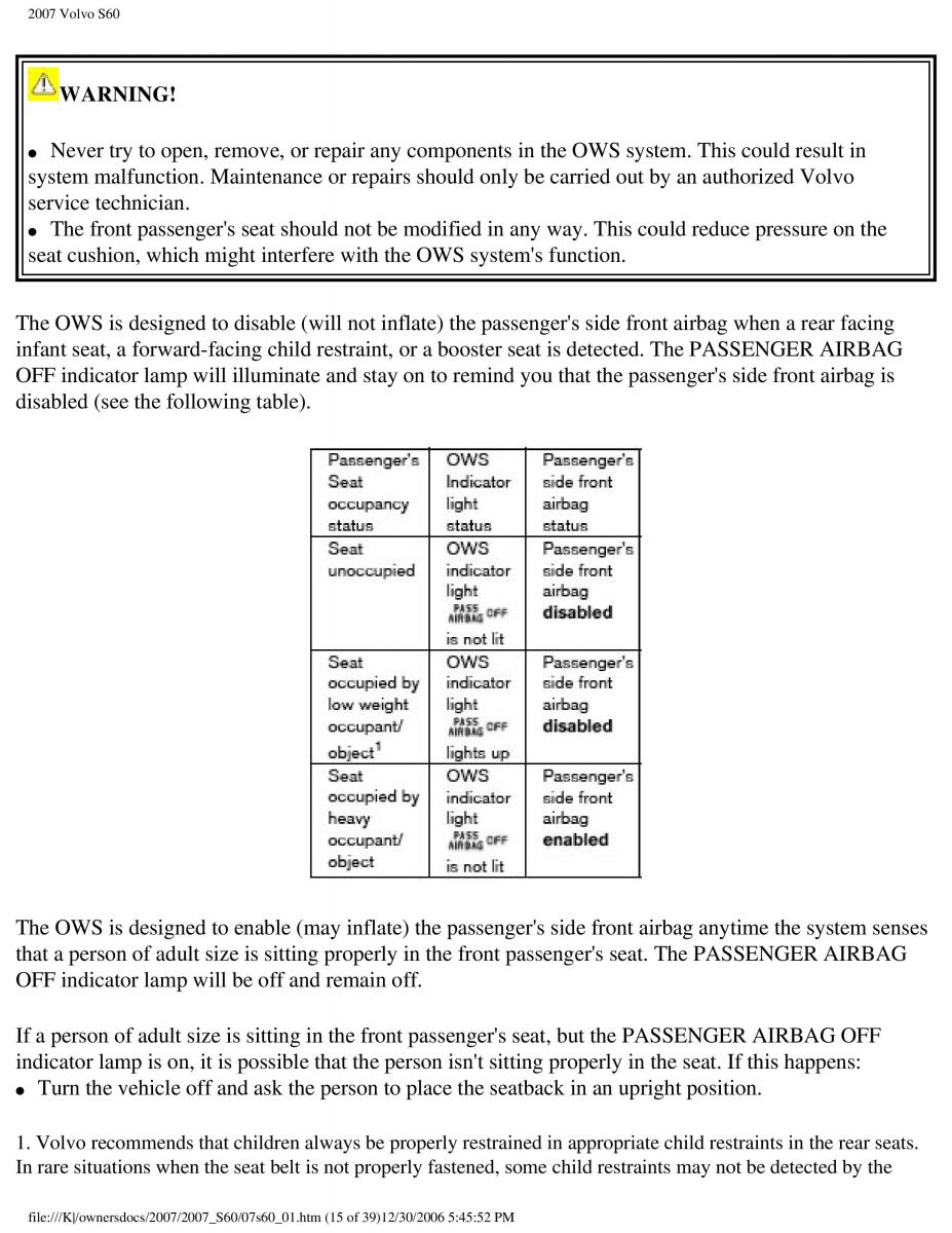 manual  Volvo S60 owners manual / page 21