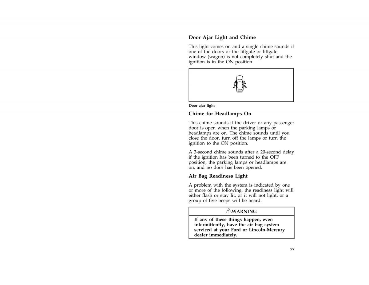 Ford Taurus III 3 owners manual / page 78