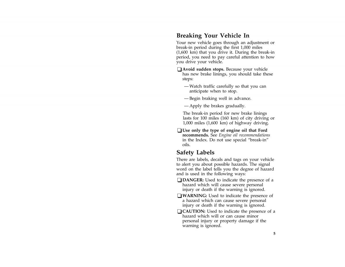 Ford Taurus III 3 owners manual / page 8