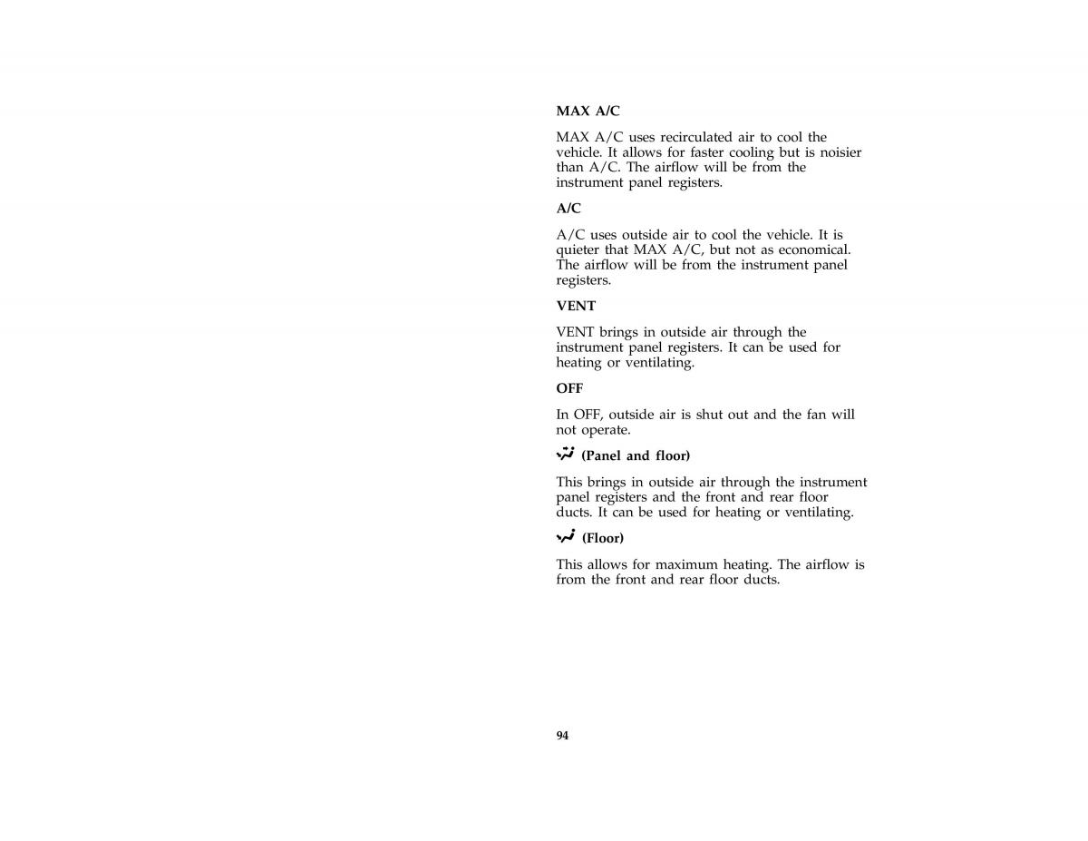 Ford Taurus III 3 owners manual / page 94