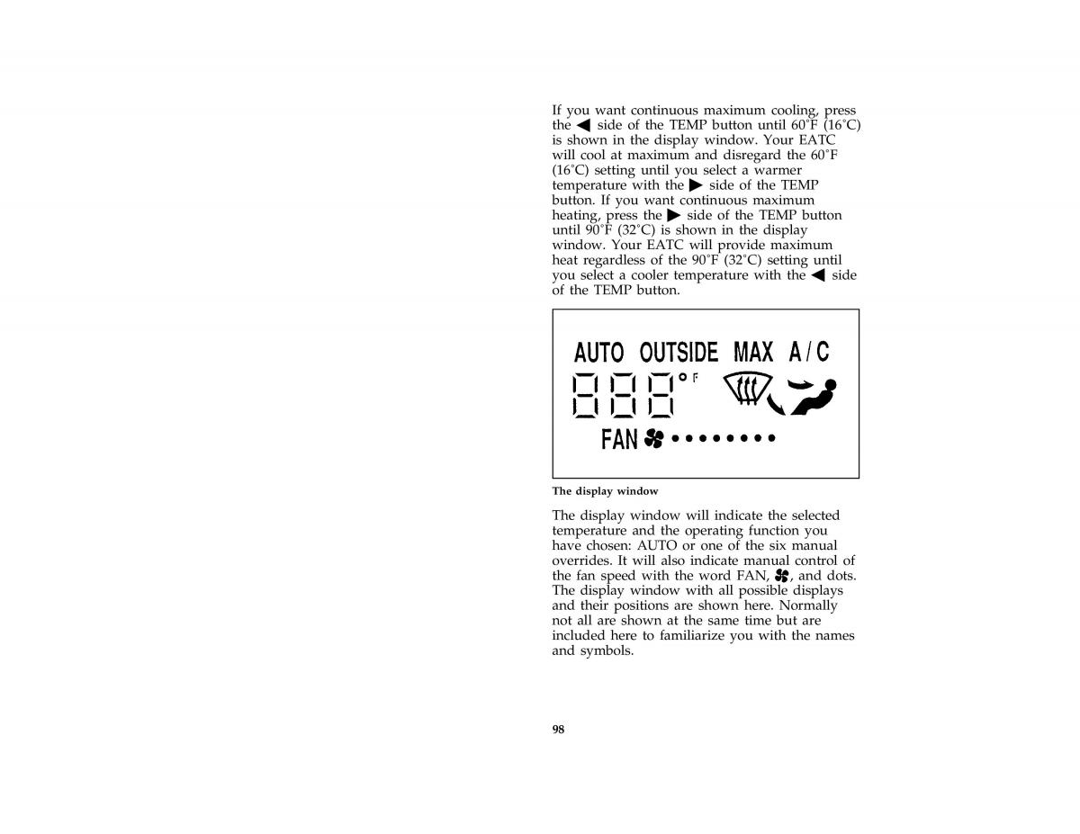 Ford Taurus III 3 owners manual / page 98