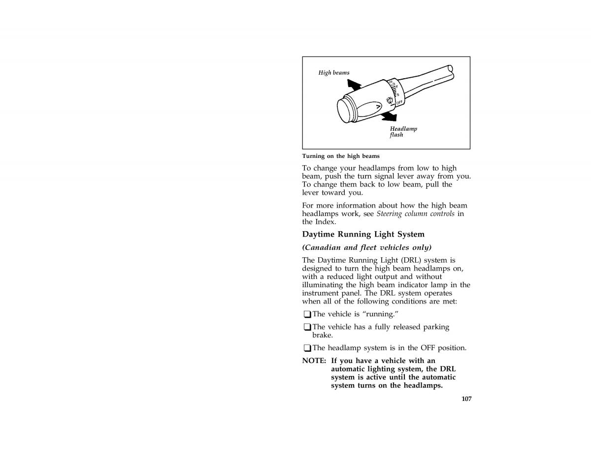 Ford Taurus III 3 owners manual / page 107
