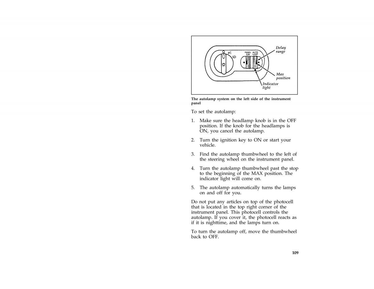 Ford Taurus III 3 owners manual / page 109