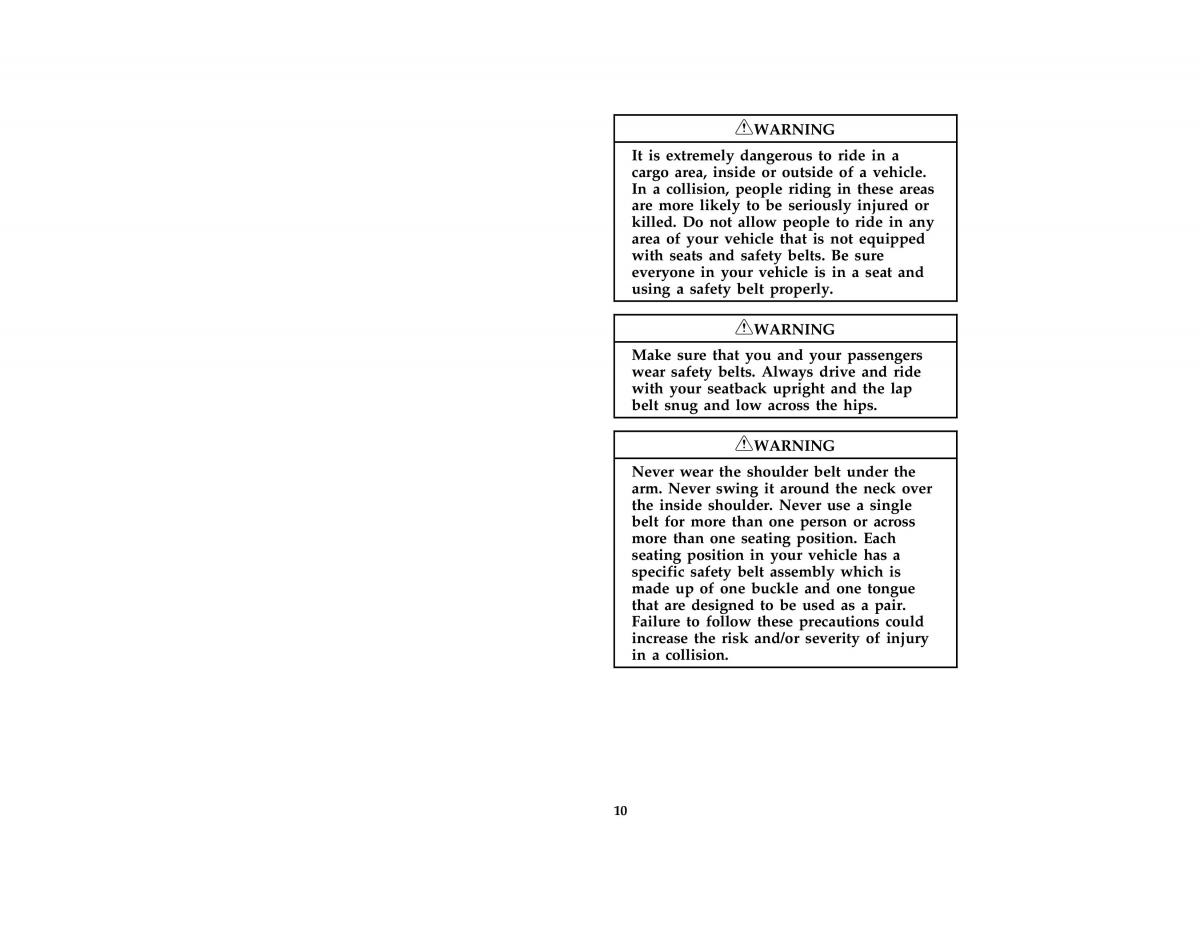 Ford Taurus III 3 owners manual / page 12