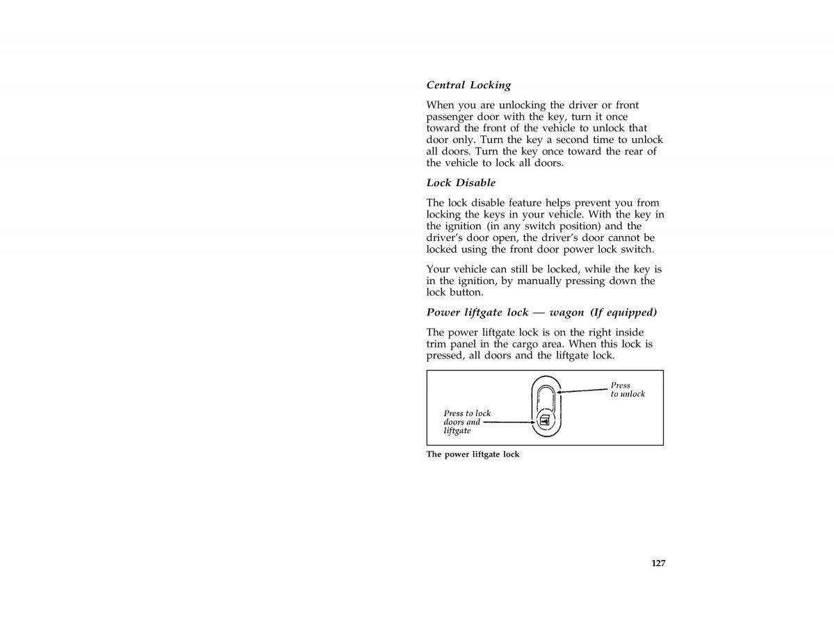 Ford Taurus III 3 owners manual / page 126