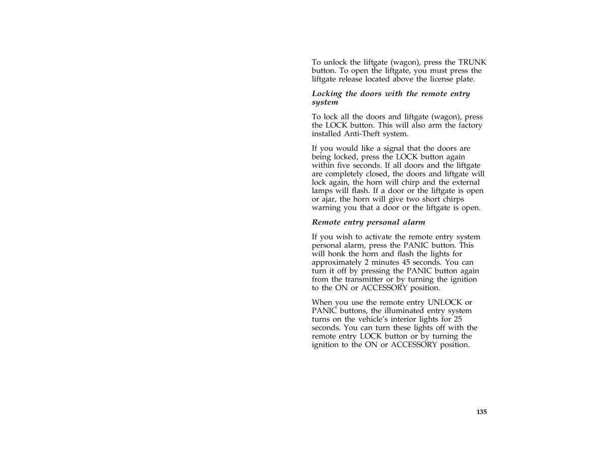 Ford Taurus III 3 owners manual / page 134