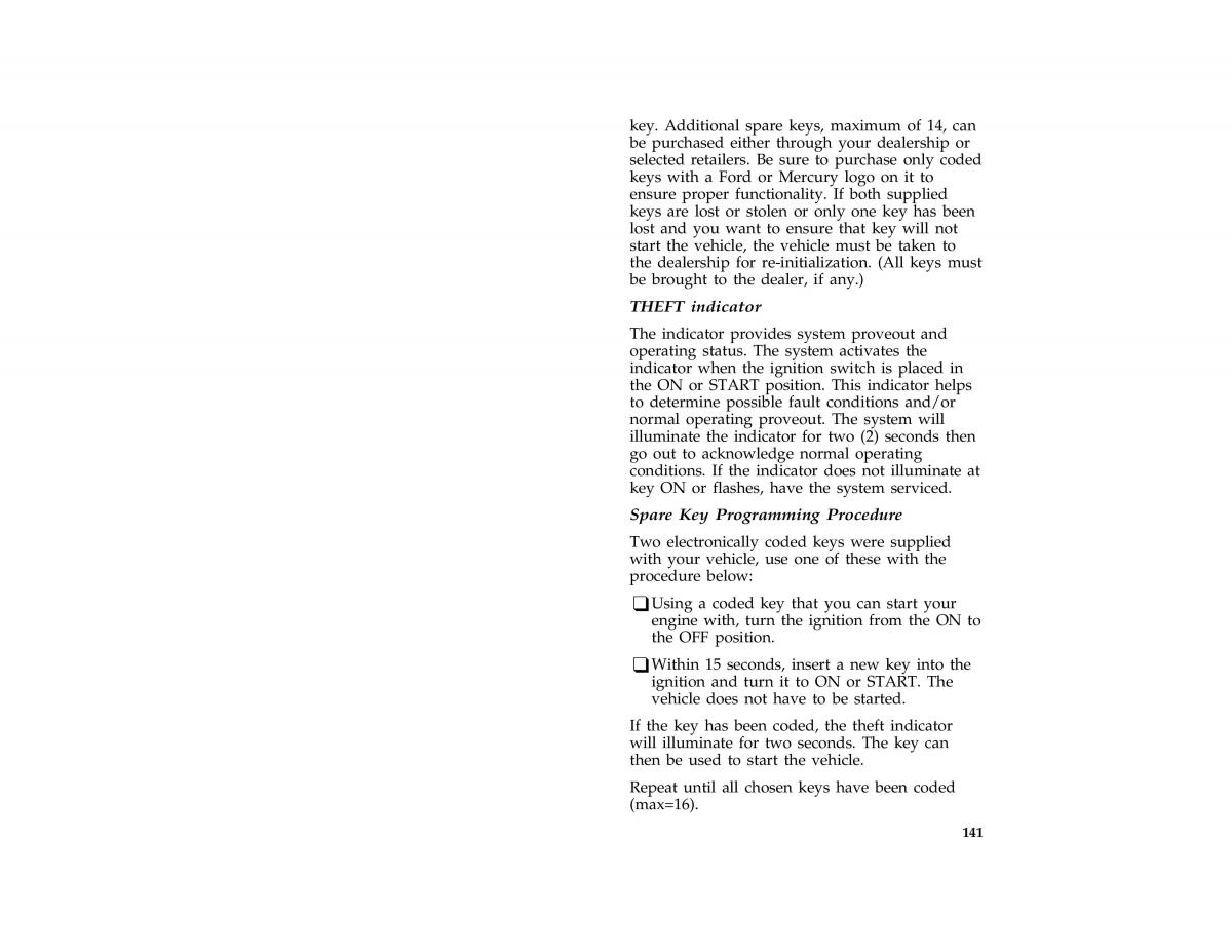 Ford Taurus III 3 owners manual / page 140