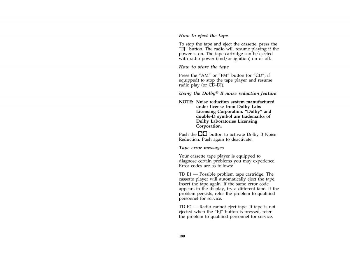 Ford Taurus III 3 owners manual / page 178