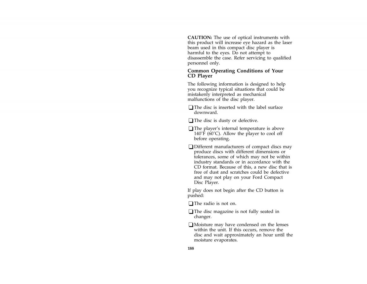 Ford Taurus III 3 owners manual / page 186