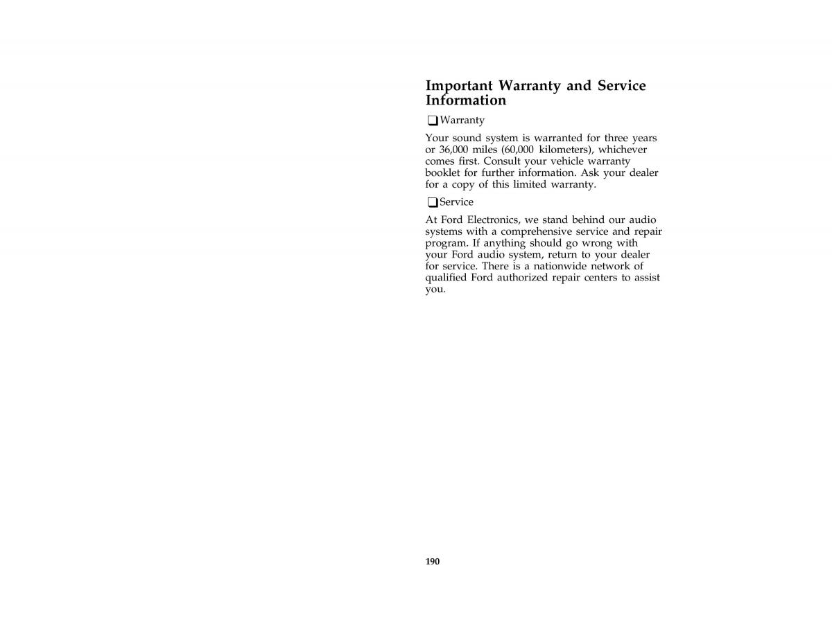 Ford Taurus III 3 owners manual / page 188