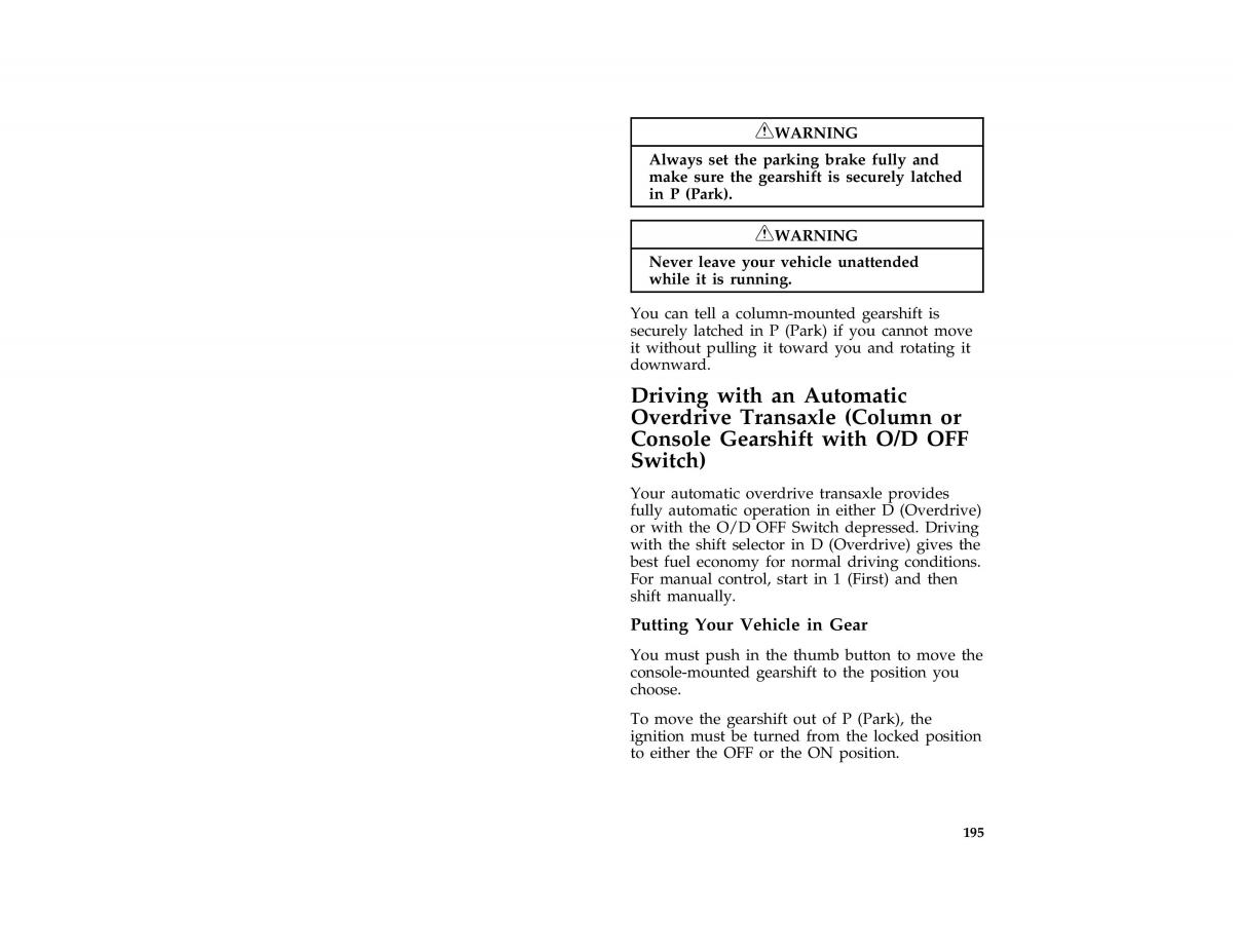 Ford Taurus III 3 owners manual / page 193