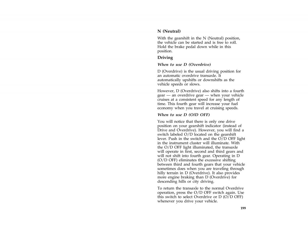 Ford Taurus III 3 owners manual / page 197