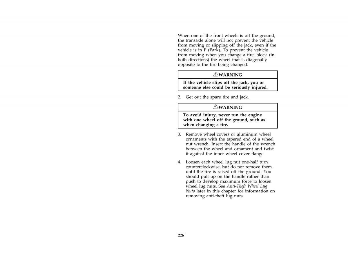 Ford Taurus III 3 owners manual / page 224