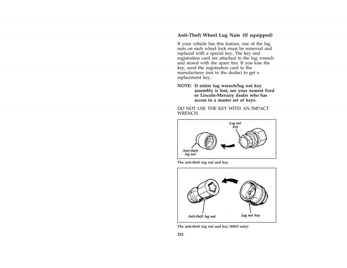 Ford Taurus III 3 owners manual / page 230