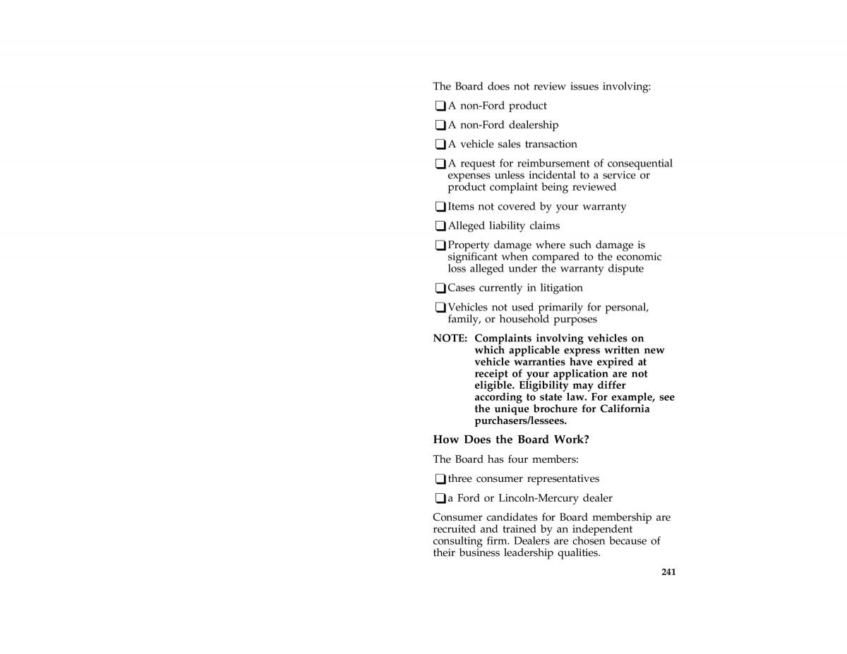 Ford Taurus III 3 owners manual / page 238
