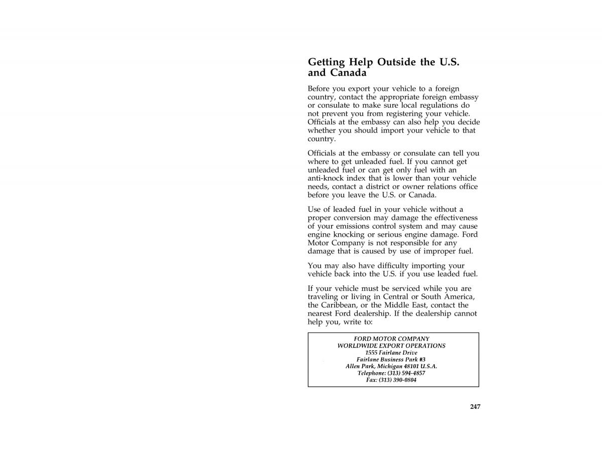 Ford Taurus III 3 owners manual / page 244