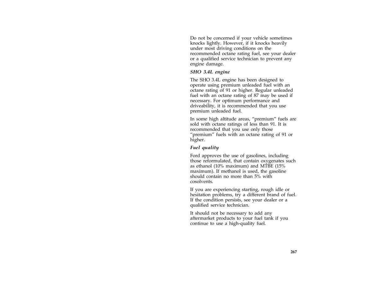 Ford Taurus III 3 owners manual / page 264