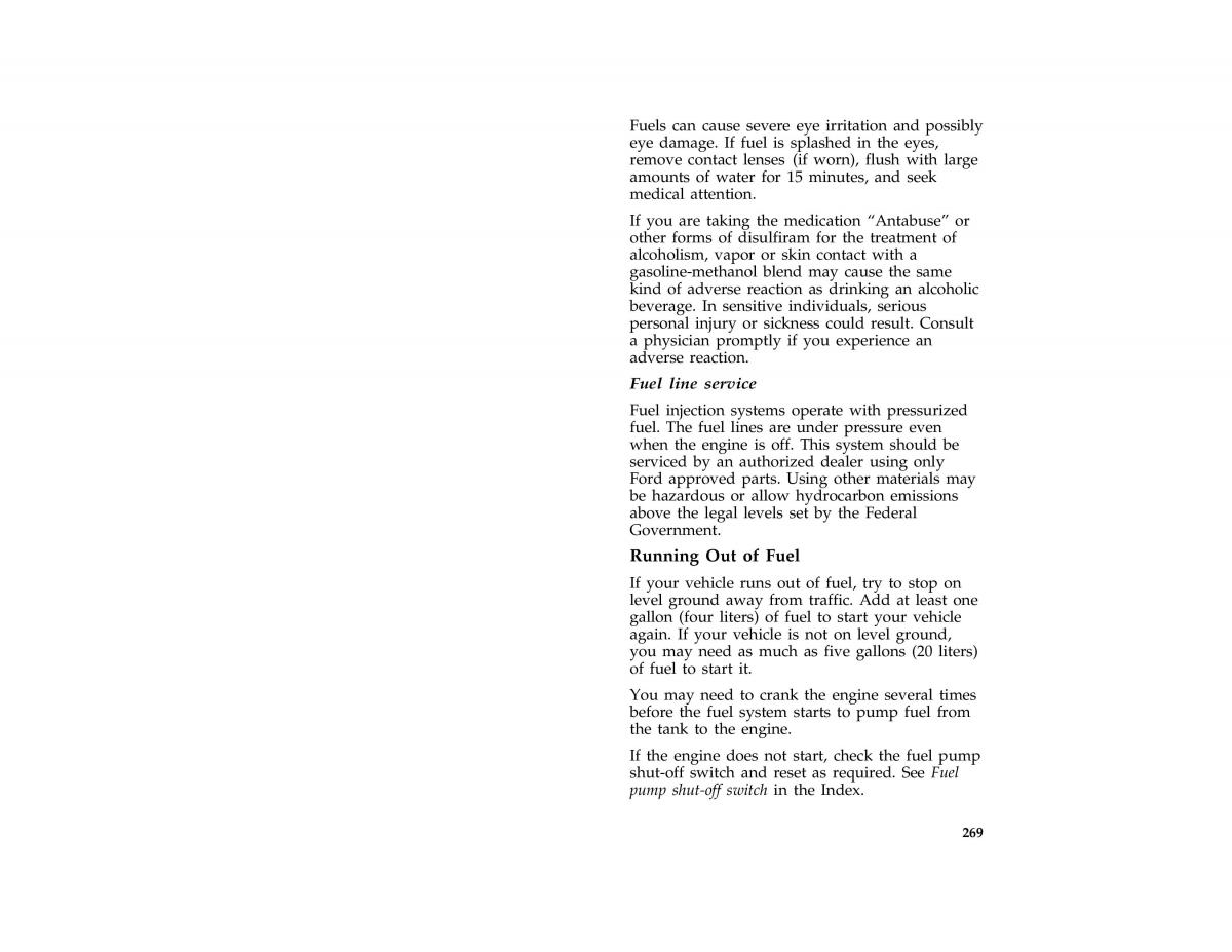 Ford Taurus III 3 owners manual / page 266