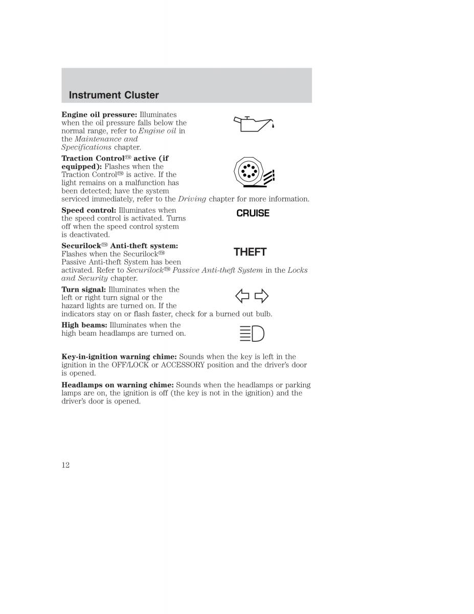 Ford Taurus IV 4 owners manual / page 12