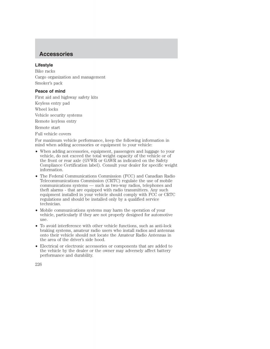 Ford Taurus IV 4 owners manual / page 226