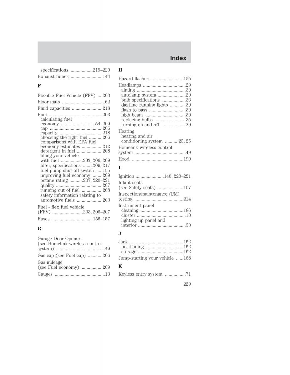 Ford Taurus IV 4 owners manual / page 229