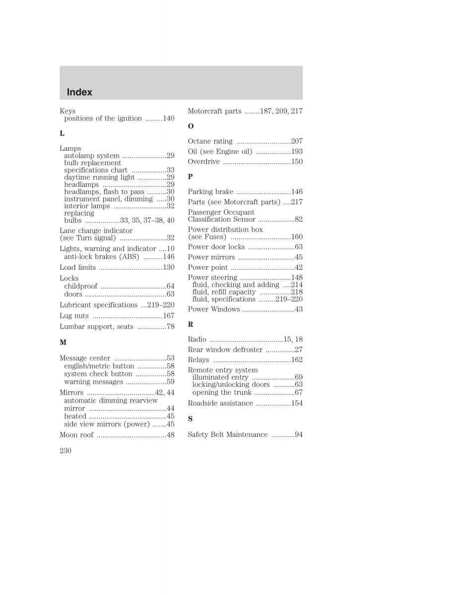 Ford Taurus IV 4 owners manual / page 230