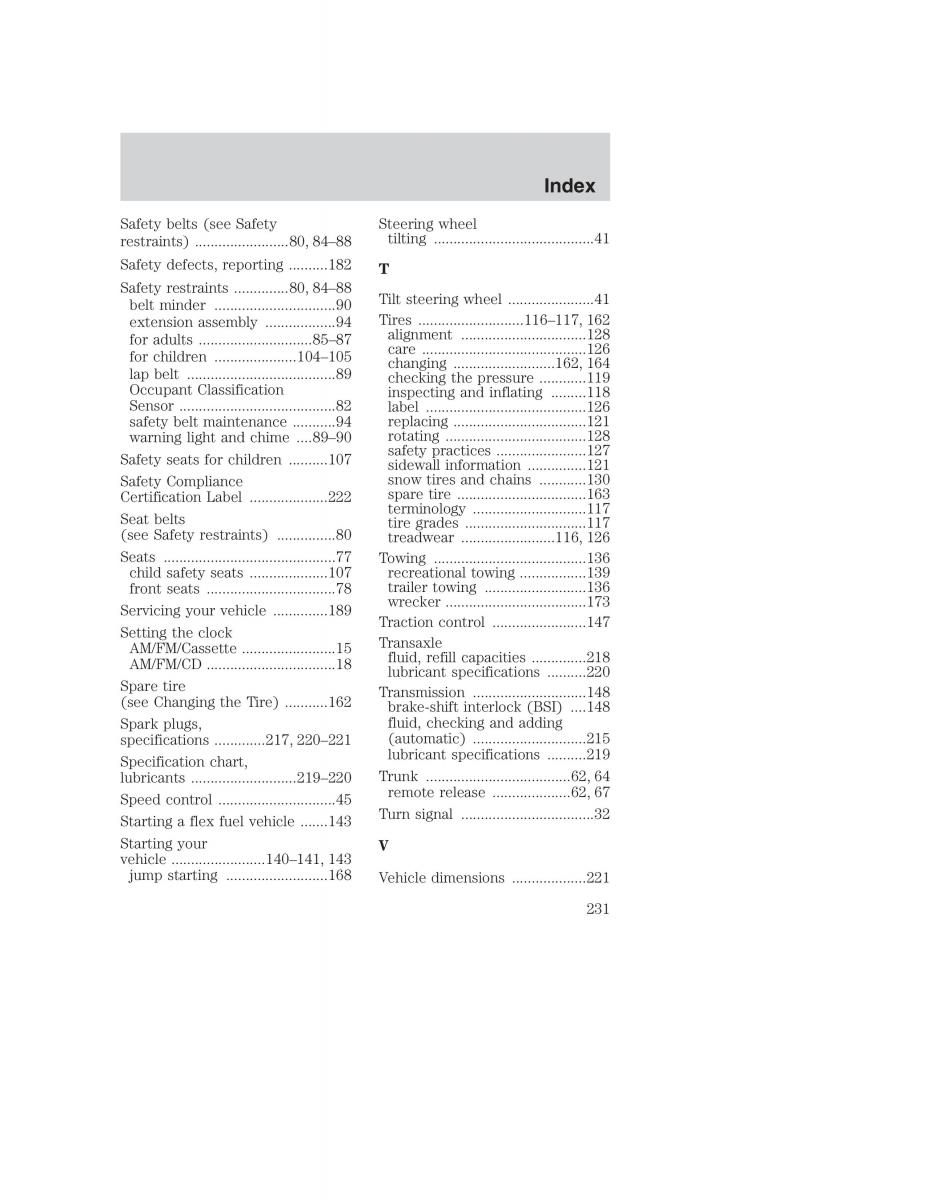 manual  Ford Taurus IV 4 owners manual / page 231