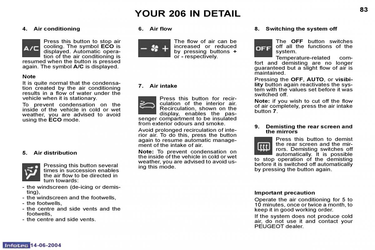 Peugeot 206 owners manual / page 153