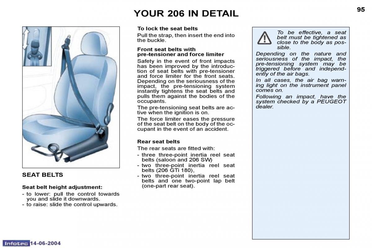 Peugeot 206 owners manual / page 167