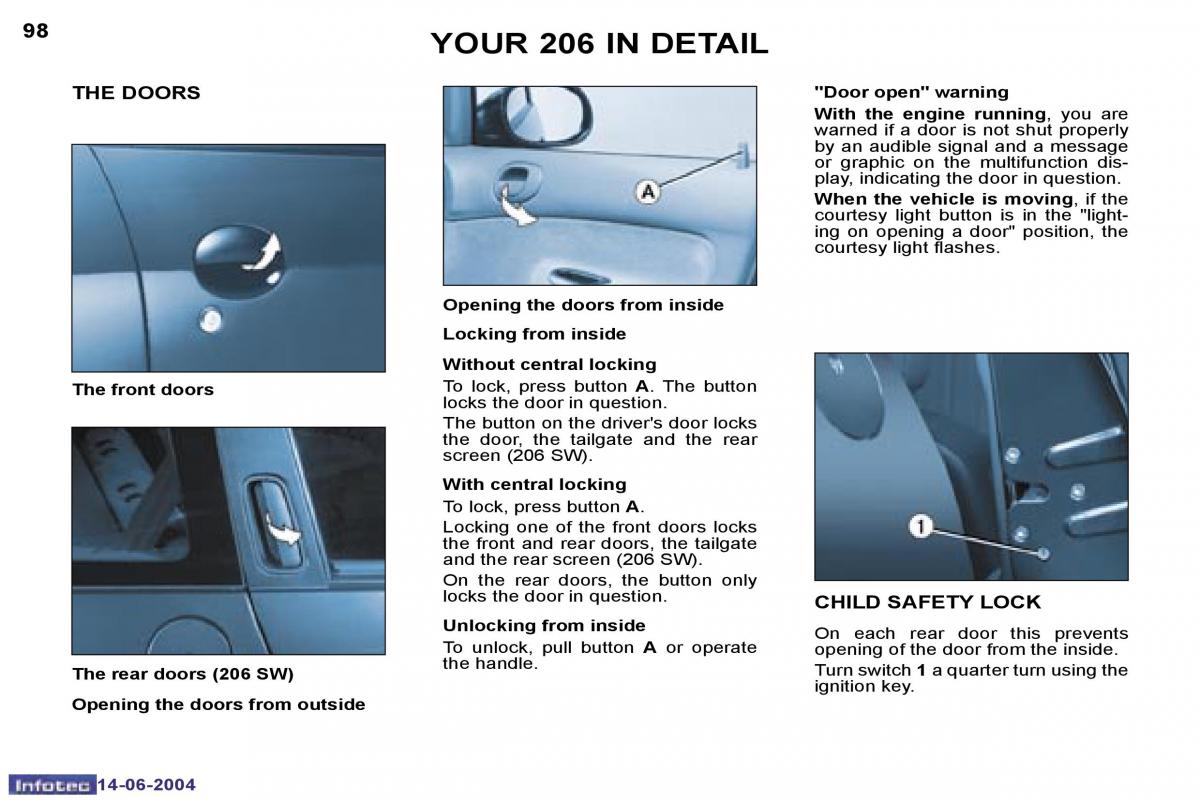 Peugeot 206 owners manual / page 171