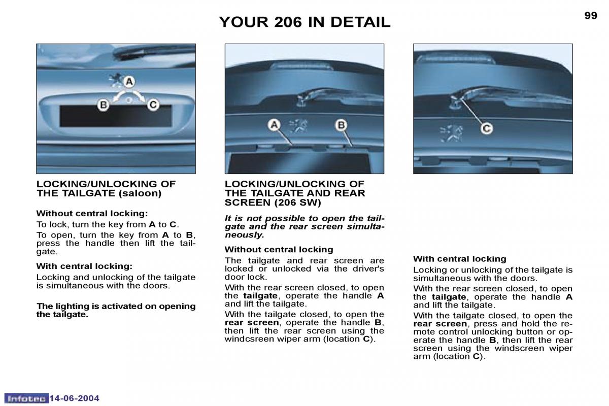 Peugeot 206 owners manual / page 172