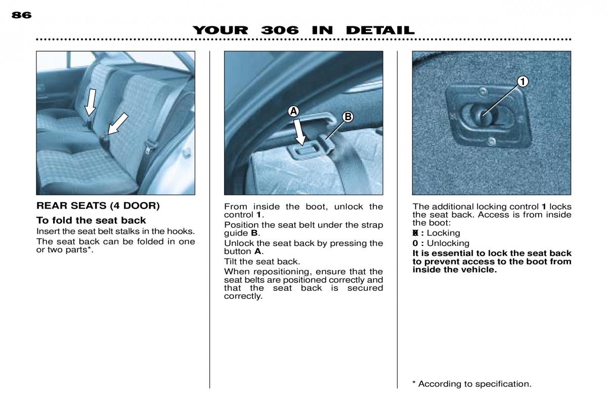 Peugeot 306 owners manual / page 110