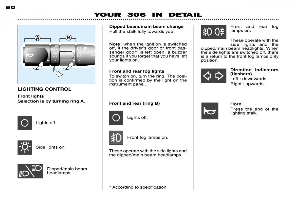 Peugeot 306 owners manual / page 115