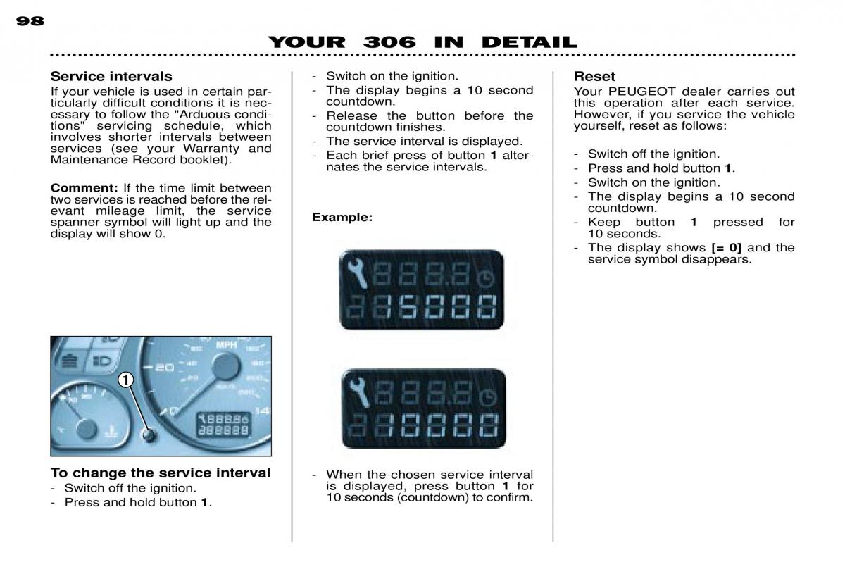 manual  Peugeot 306 owners manual / page 124