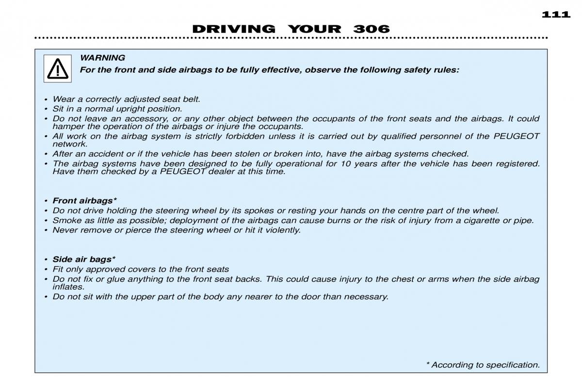 manual  Peugeot 306 owners manual / page 13
